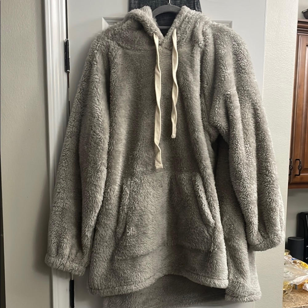 Cozy Gray Sherpa Hoodie